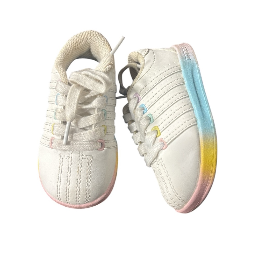 Children’s K Swiss Sneakers | White & Rainbow | Size 6